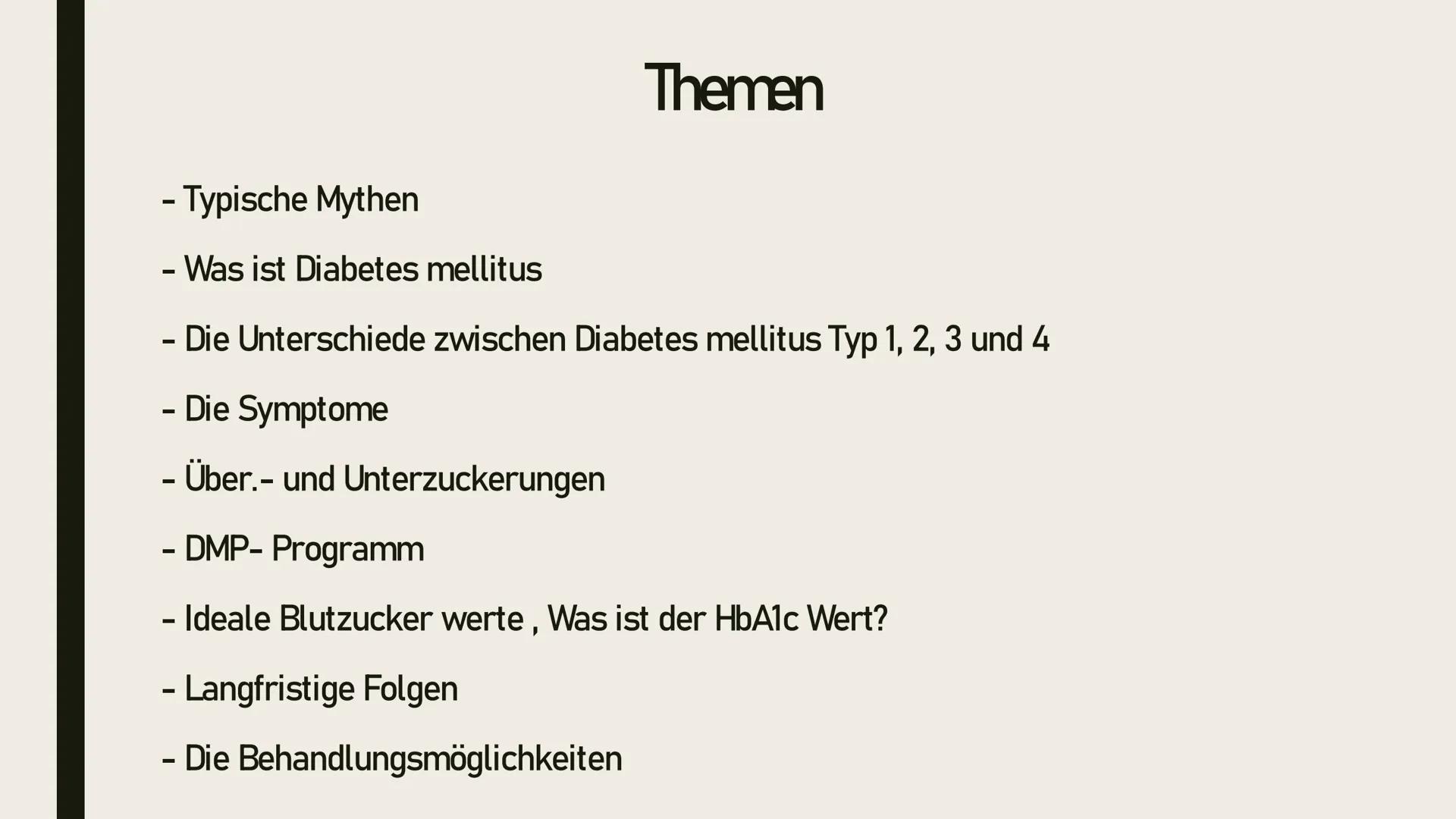 # Diabetes Mellitus # Themen

- Typische Mythen
-
Was ist Diabetes mellitus
-
- Die Unterschiede zwischen Diabetes mellitus Typ 1, 2, 3 und 