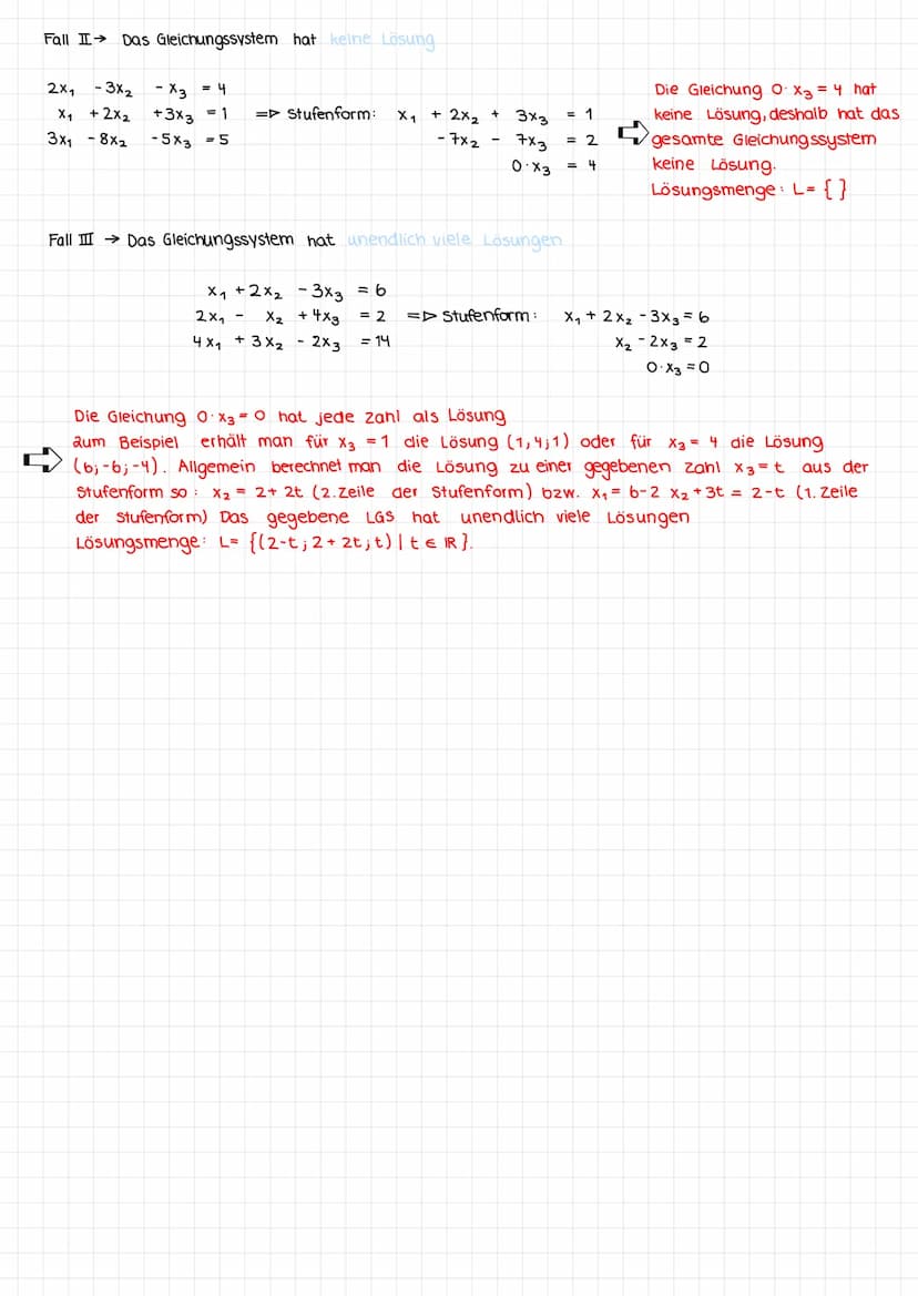 Das Gaußverfahren:
I
I
III
2
3
4
2x14x25x3 3
3x1 + 3х2 + 7x3 = 13
Чx1 + 2×2 - 3x3 =
-1
NOO
-2x1
X₁
2
2
O
O
X₁ +
-4
W
-2
Klausurvorbereitung
