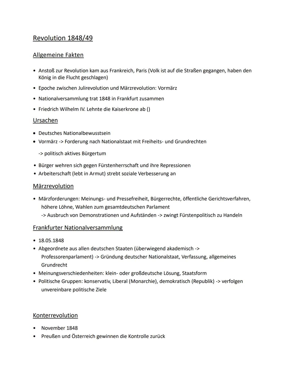 # Revolution 1848/49

Allgemeine Fakten

- Anstoß zur Revolution kam aus Frankreich, Paris (Volk ist auf die Straßen gegangen, haben den
Kön