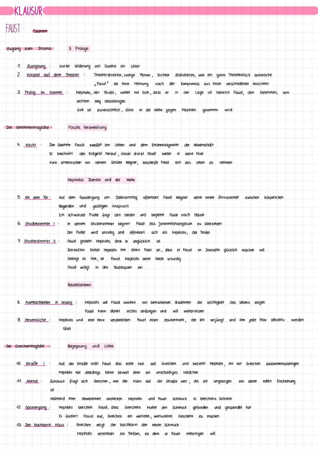 # KLAUSUR

FAUST
Szenen

zugang zum Drama
3 Prologe

1. Zueignung
kurze Widmung von Goethe an Leser

2. Vorspiel auf dem Theater
Theater dir