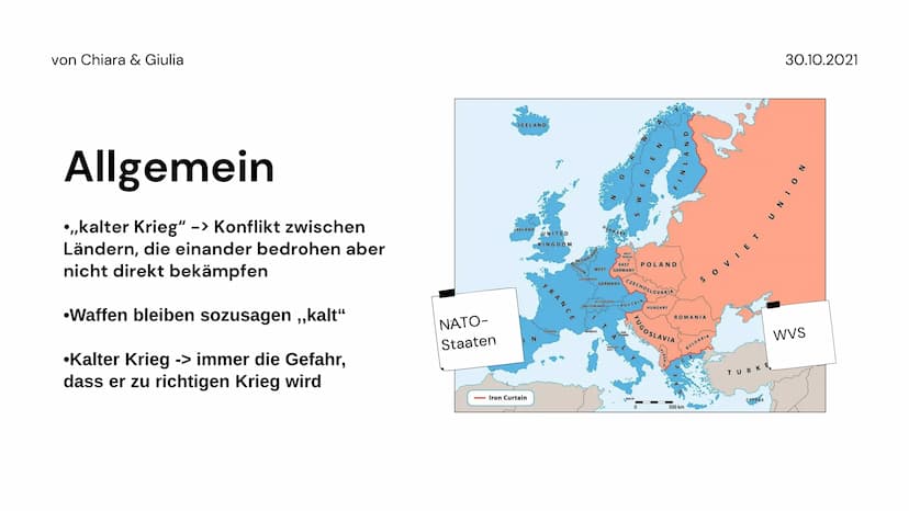 von Chiara & Giulia
Auch im Bezug
zu ,,Die
Physiker"
Kalter Krieg
30.10.2021 von Chiara & Giulia
Inhaltsverzeichnis
1
2
Allgemein
wichtige P