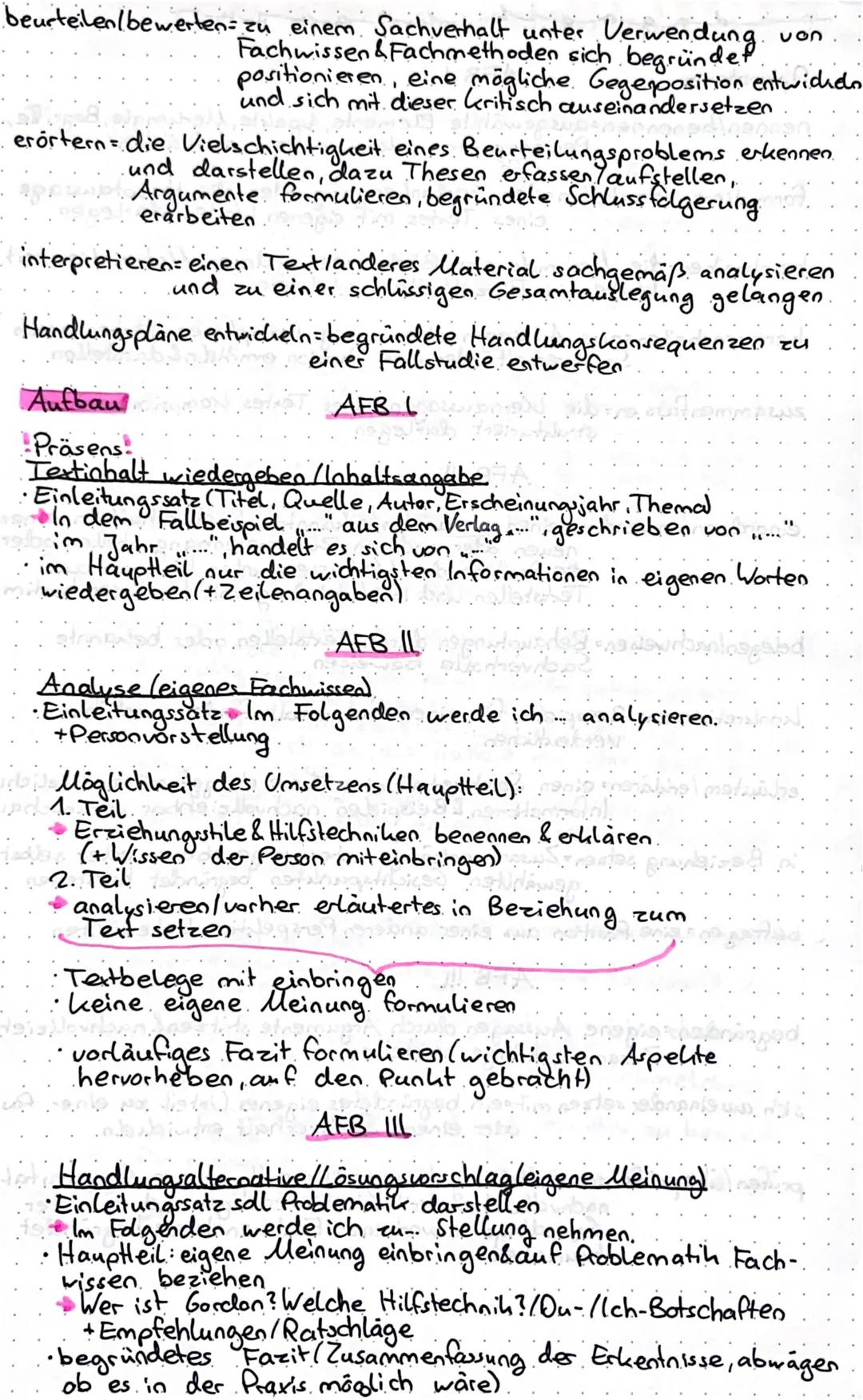 # pädagogik klausur

Operatoren

AFBI

nennen/benennen ausgewählte Elemente, Aspekte, Merkmale, Begriffe,.
Personen etc. unkommentiert aufzä