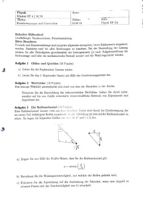 Know Physik Klausuren EF (Kinematik&Dynamik,Kreisbewegungen&Energieerhaltung, Gravitation)  thumbnail