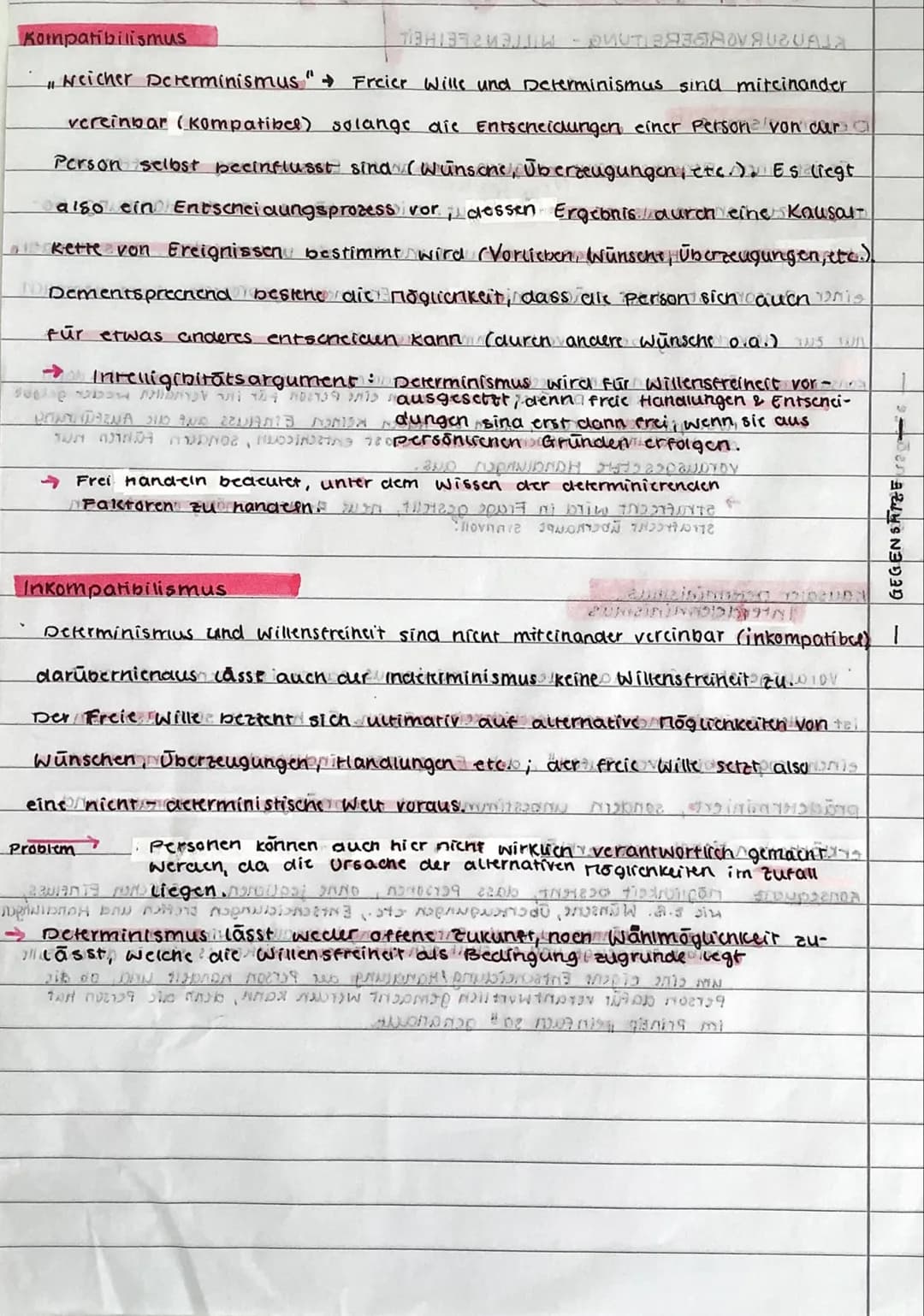 Gegensätze
KLAUSURVORBEREITUNG - WILLENSFEIHEIT
ribaonizim. Done
Determinismus
SE ON A Bitumaini
Es ist einem Menschen nicht möglich eine an