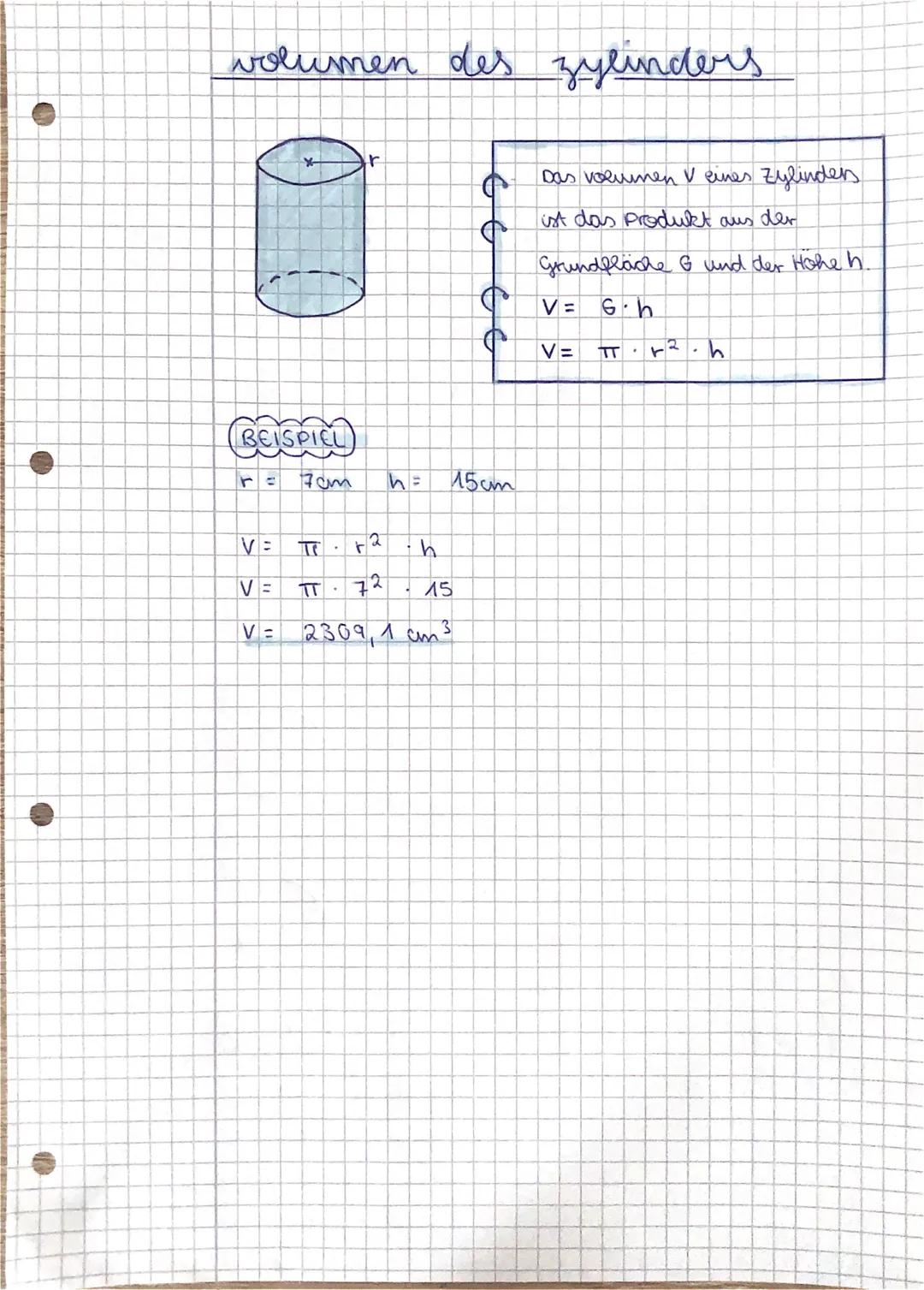 zylinder und pyramide

ZYLINDER<

DECKFLACHE D

KORPERHOHE h

MANTELFLACHE M

GRUNDFLACHE G

Grundfläche und Deceflache eines zylinders
werd