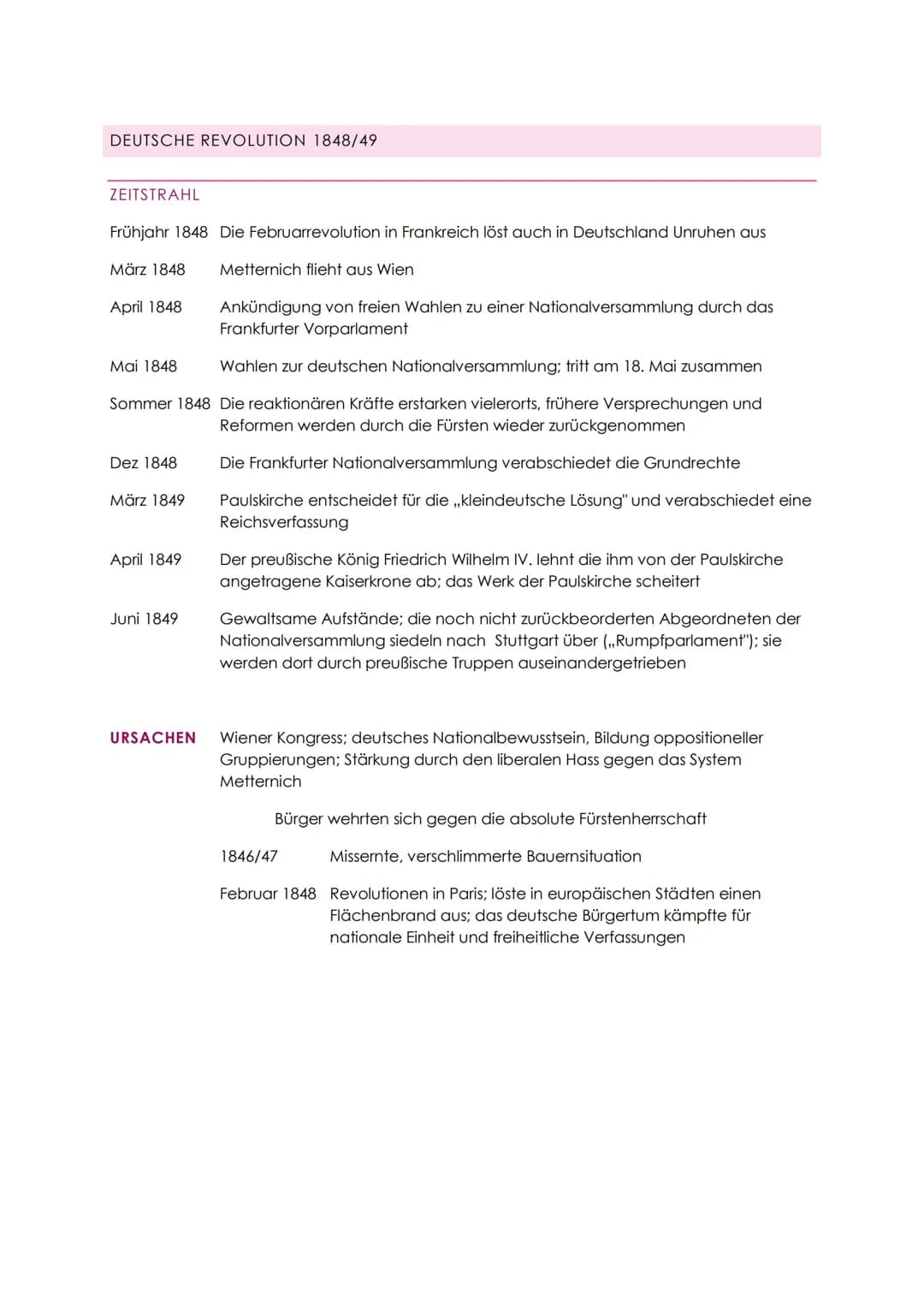 DEUTSCHE REVOLUTION 1848/49
ZEITSTRAHL
Frühjahr 1848 Die Februarrevolution in Frankreich löst auch in Deutschland Unruhen aus
Metternich fli
