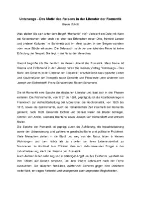 Know Unterwegs - Das Motiv des Reisens in der Literatur der Romantik  thumbnail