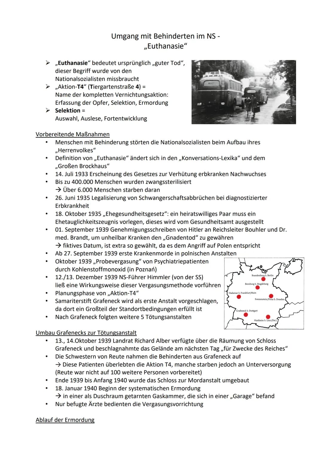 ➤ ,,Euthanasie" bedeutet ursprünglich ,,guter Tod",
dieser Begriff wurde von den
Nationalsozialisten missbraucht
► ,,Aktion-T4" (Tiergartens