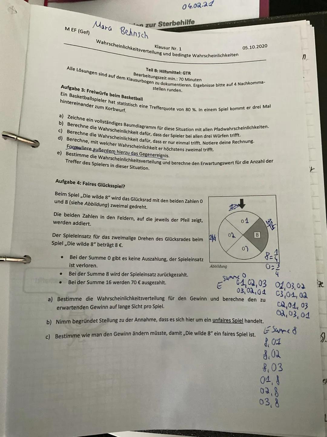Stochastik Klausuren und Aufgaben für die Oberstufe mit Lösungen