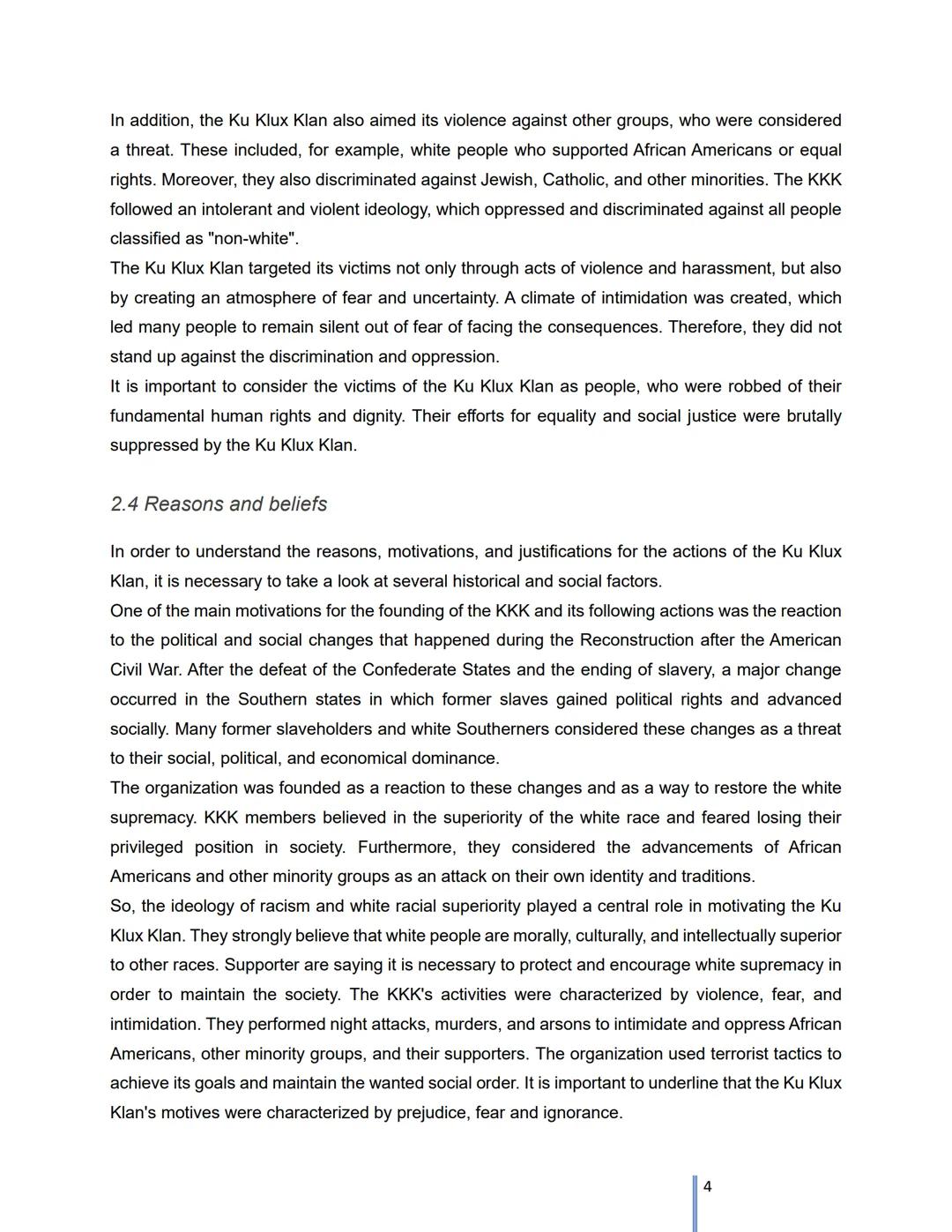 THE KU KLUX KLAN
THEN VS. NOW Index
1. Introduction
2. The Ku Klux Klan
2.1 Who and when founded
2.2 Founders
2.3 Targets and enemies
2.4 Re