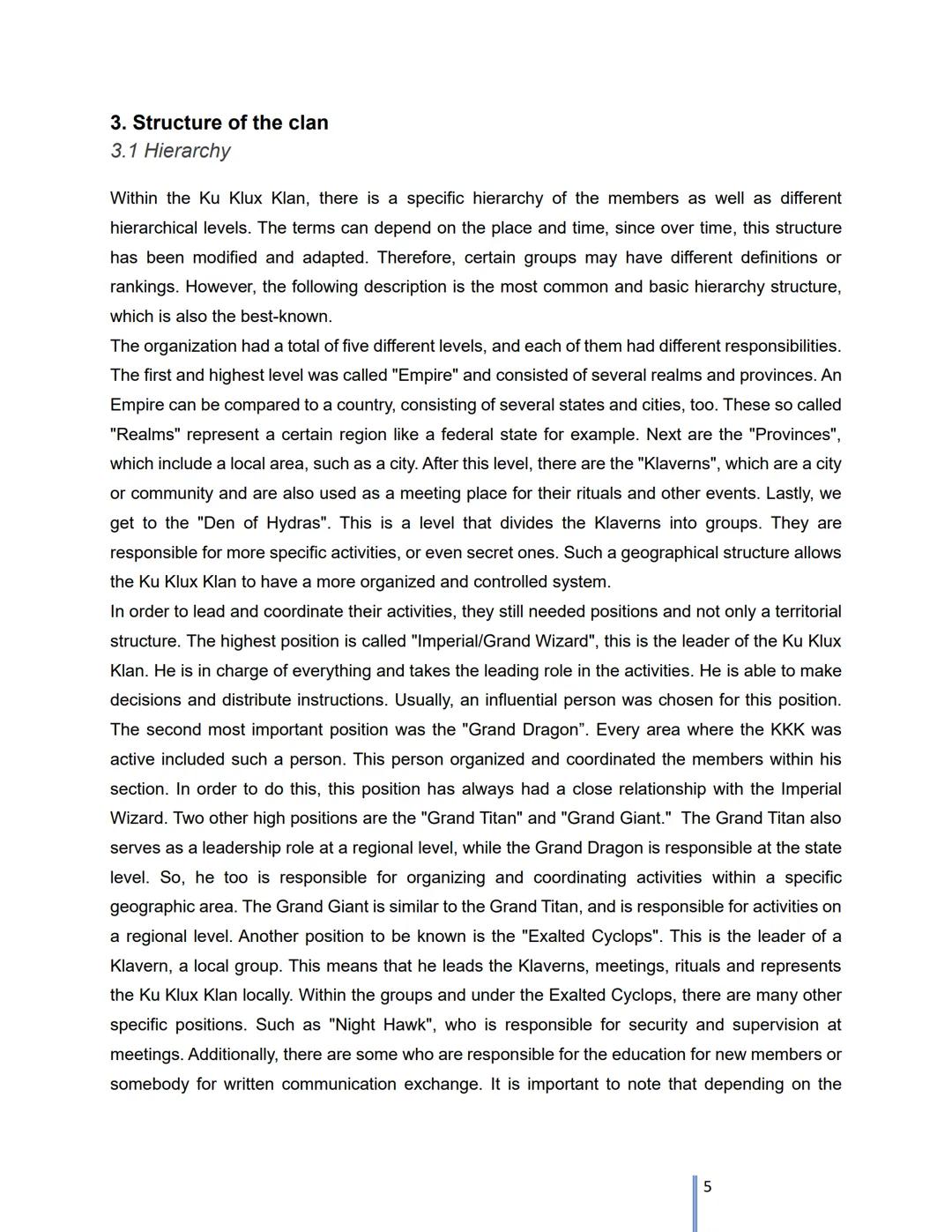 THE KU KLUX KLAN
THEN VS. NOW Index
1. Introduction
2. The Ku Klux Klan
2.1 Who and when founded
2.2 Founders
2.3 Targets and enemies
2.4 Re