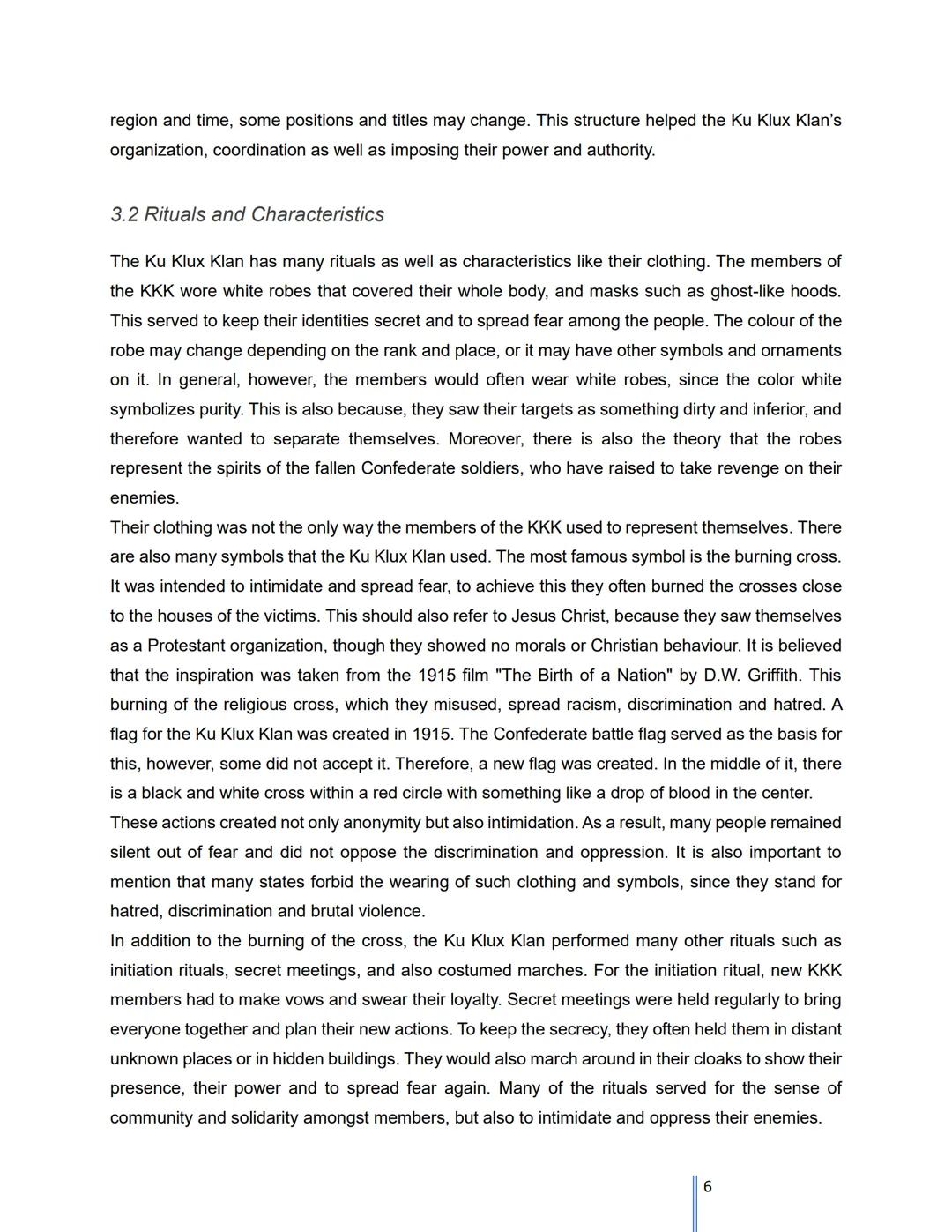 THE KU KLUX KLAN
THEN VS. NOW Index
1. Introduction
2. The Ku Klux Klan
2.1 Who and when founded
2.2 Founders
2.3 Targets and enemies
2.4 Re