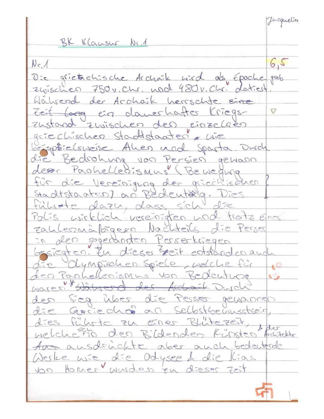 Bildende Kunst
Kursstufe
Kappler
Klausur Nr. 1 zum Schwerpunktthema „Verkörperungen"
Name: Jacqueline
Verrechnungspunkte: 20,5 Notenpunkte: 