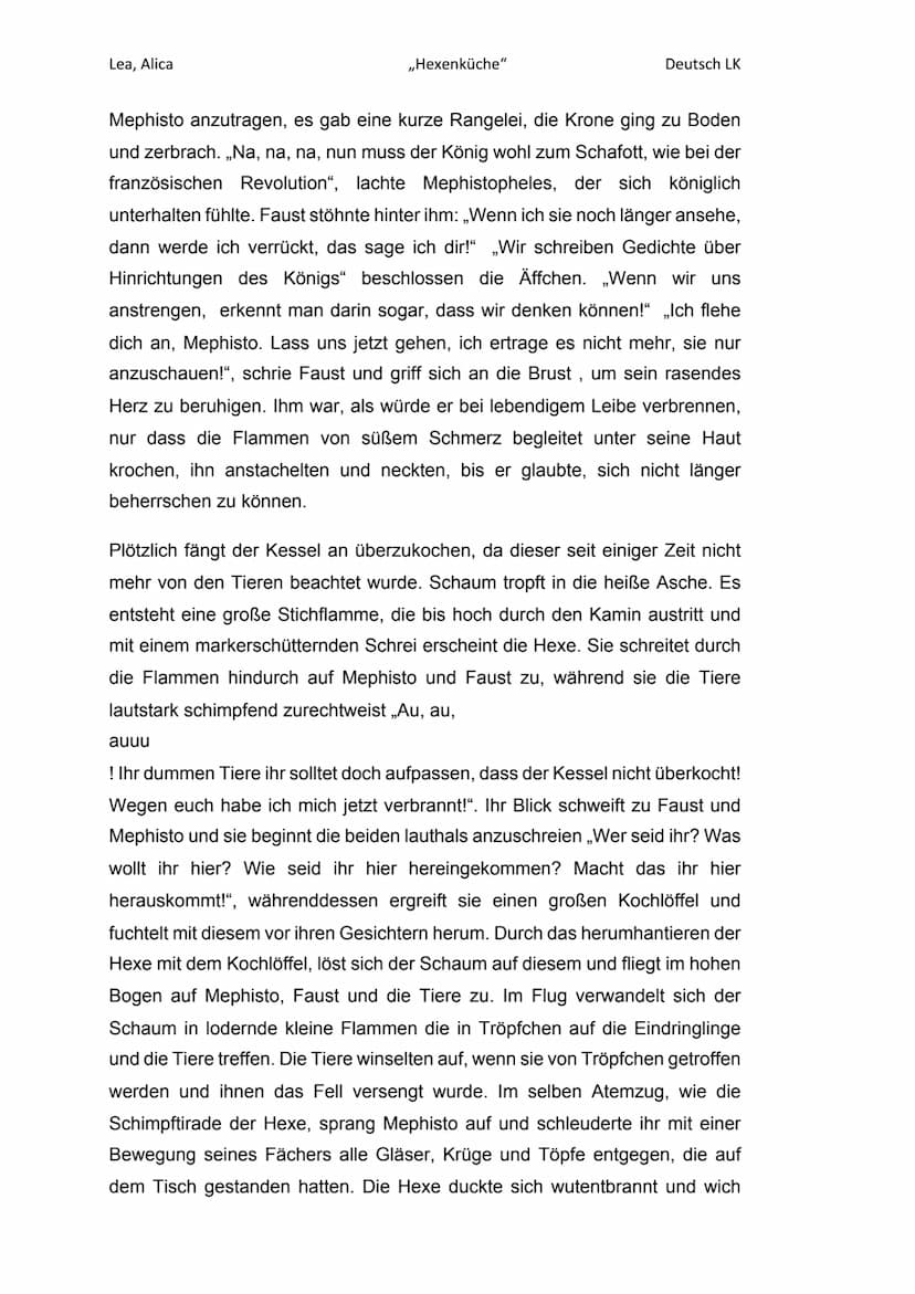 Lea, Alica
,,Hexenküche"
Hexenküche
Deutsch LK
Im Folgenden werden wir die Szenen ,,Hexenküche" aus Faust der Tragödie
erster Teil von Johan