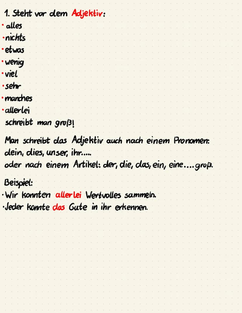 RECHTSCHREIBUNG
Großschreibung-auf Erkennungszeichen achten
Verben und Adjektive können zu Noman (Substantiven) werden.
Dann nennt man sie n