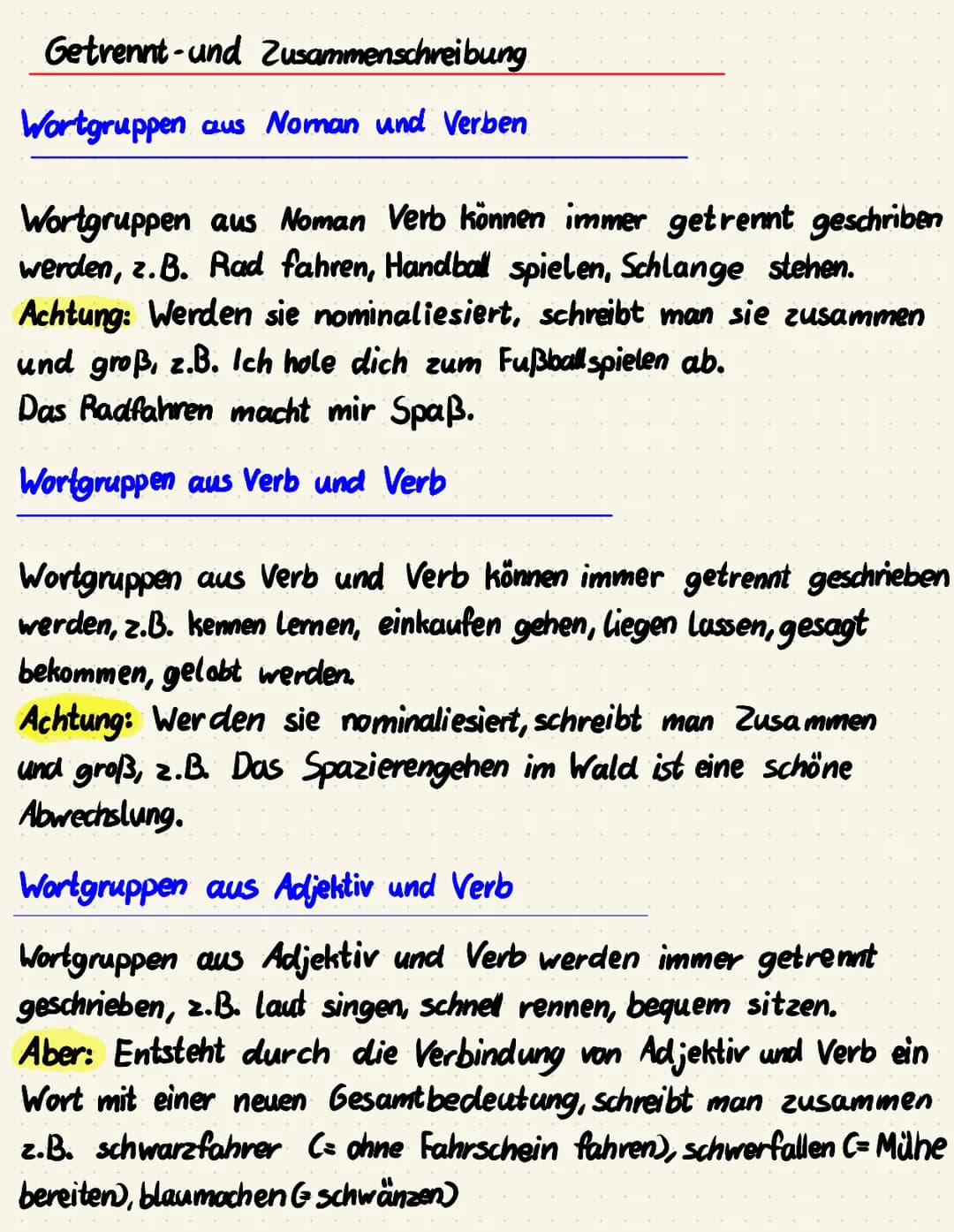 RECHTSCHREIBUNG
Großschreibung-auf Erkennungszeichen achten
Verben und Adjektive können zu Noman (Substantiven) werden.
Dann nennt man sie n