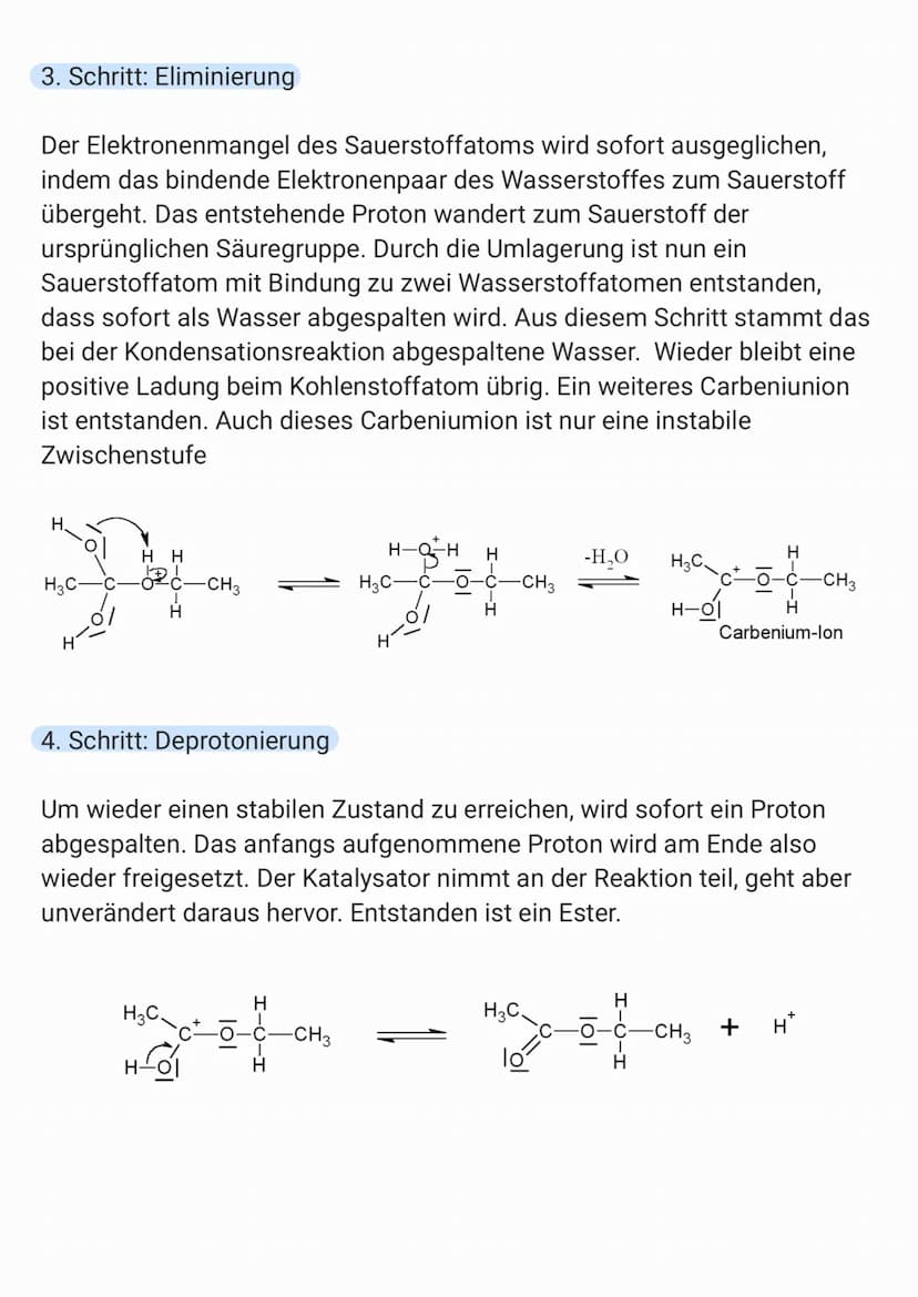 VERESTERUNG
An der Carboxygruppe der Carbonsäure hat der Sauerstoff durch die
Doppelbindung und die freien Elektronenpaare eine hohe
Elektro