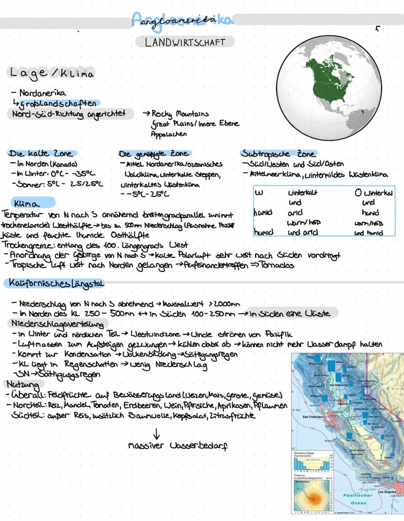  Lage/Klima
Nordamerika
↳großlandschaften
Nord-Süd-Richtung angerichtet.
Die kalte Zone
-Im Norden (Kanada)
-Im Winter: 0°C-35°C
-Sommer: 5°