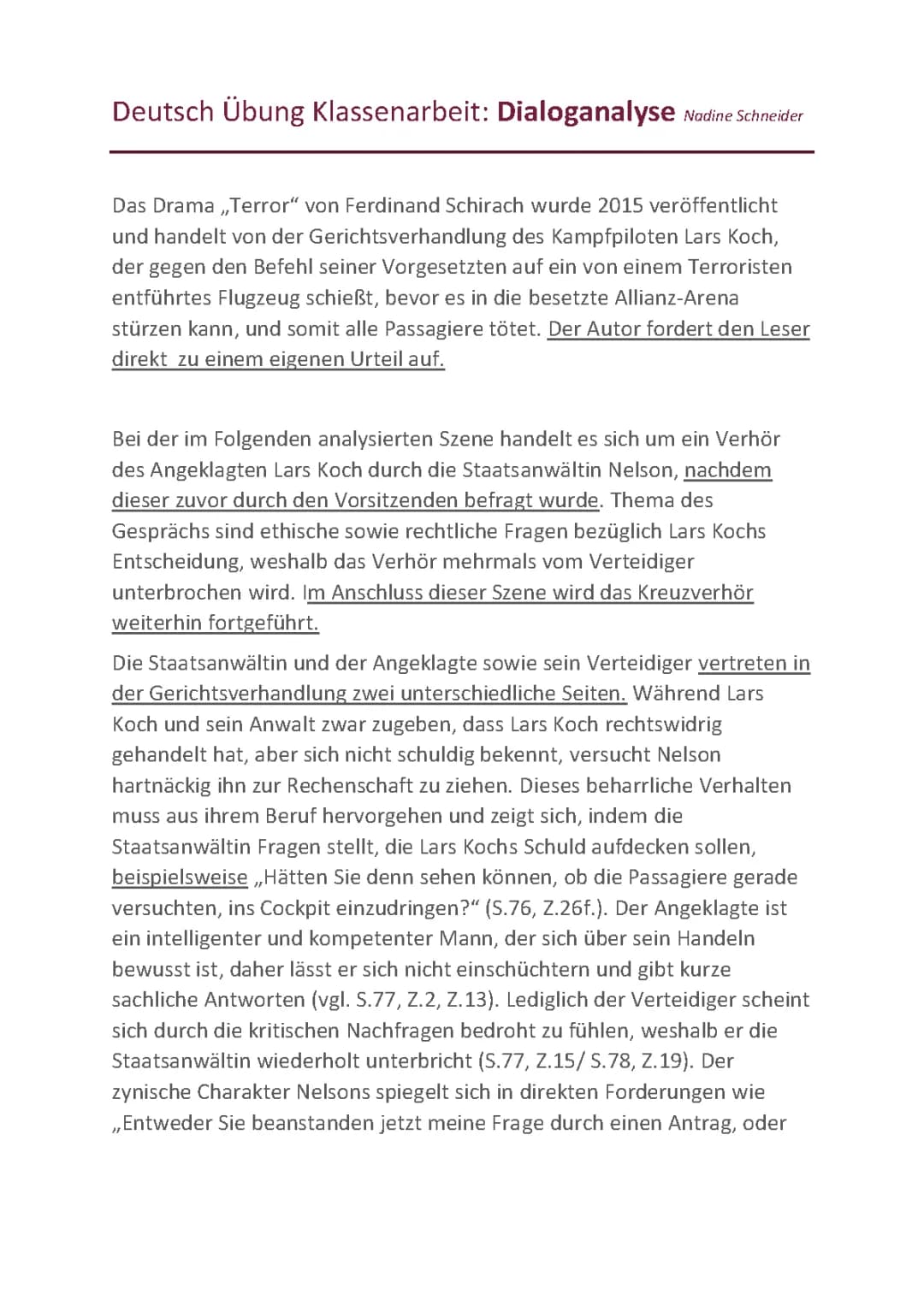 Szenenanalyse Terror Meiser: Verhör Lars Koch - Ist er schuldig oder nicht?