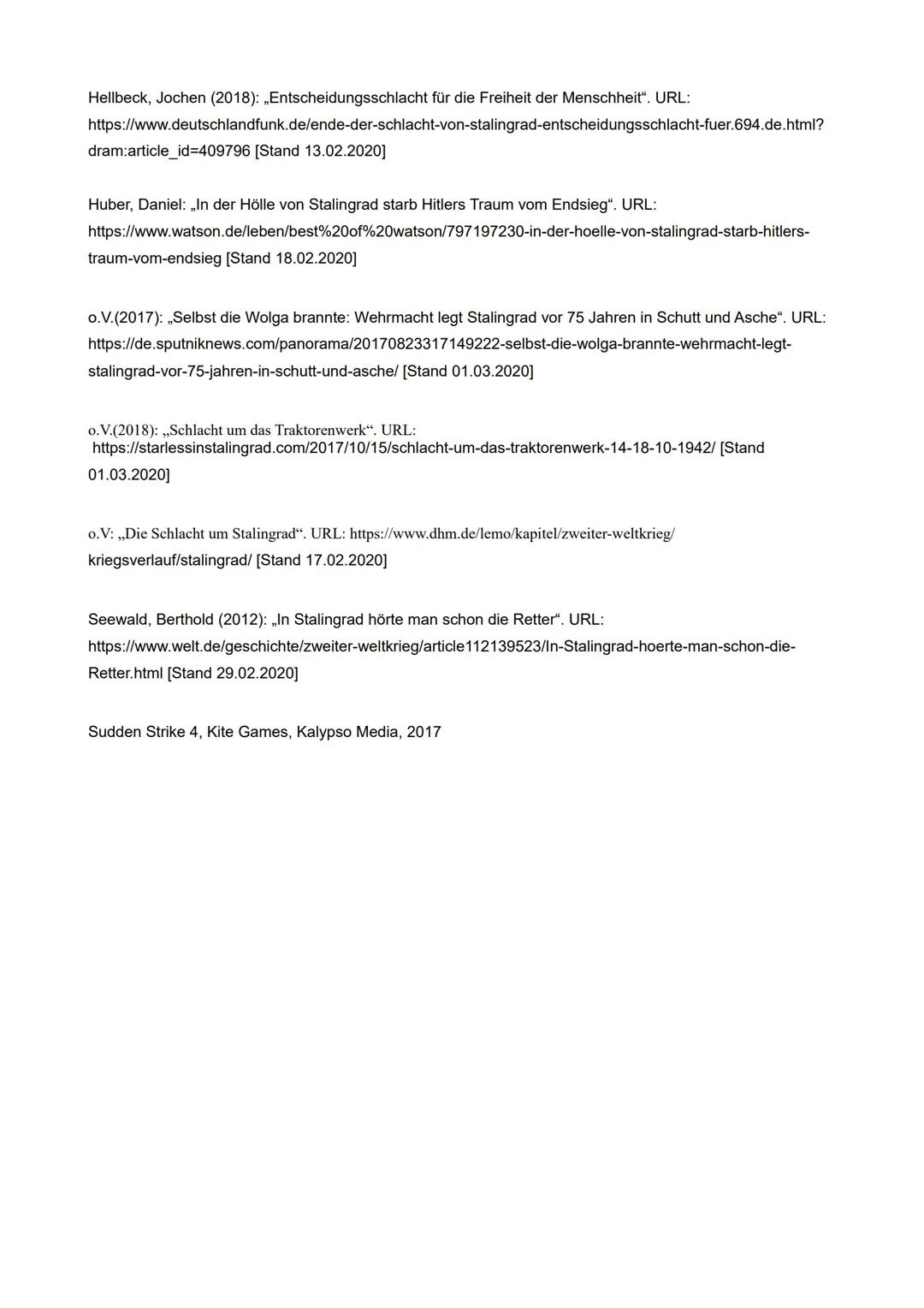 Komplexe Leistung
im Fach Geschichte
zum Thema:
,,Sind die deutschen Verluste in der Schlacht
von Stalingrad ein Fehler von Hitlers Befehlen