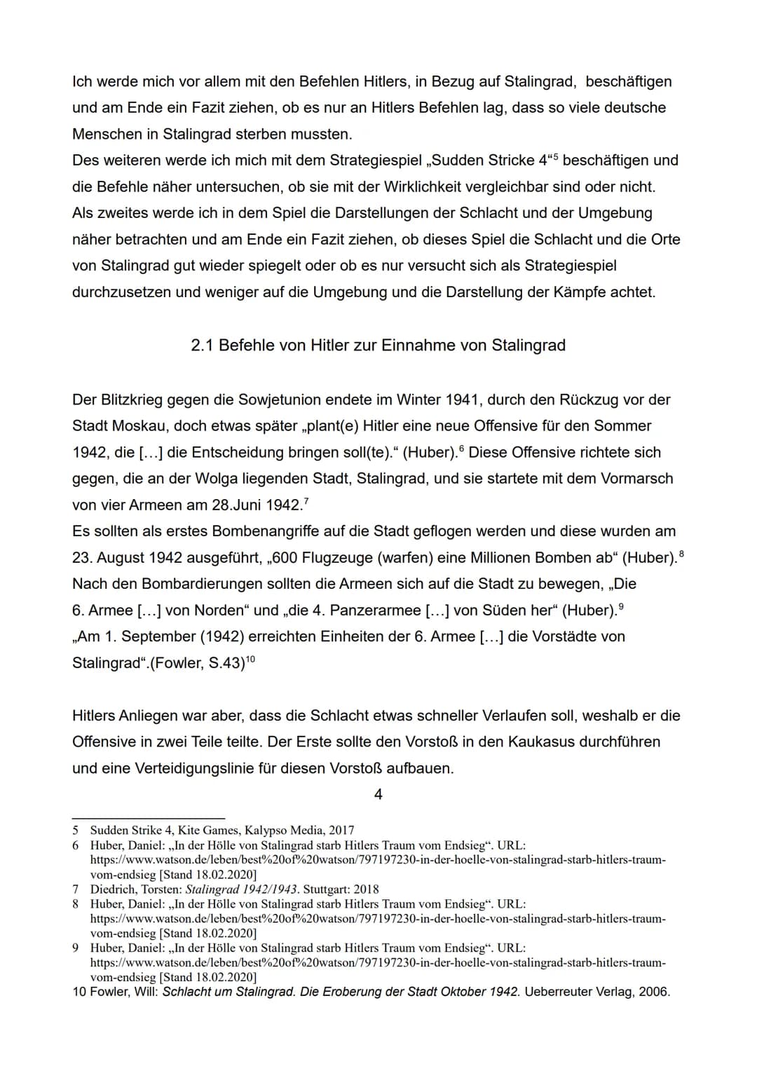 Komplexe Leistung
im Fach Geschichte
zum Thema:
,,Sind die deutschen Verluste in der Schlacht
von Stalingrad ein Fehler von Hitlers Befehlen