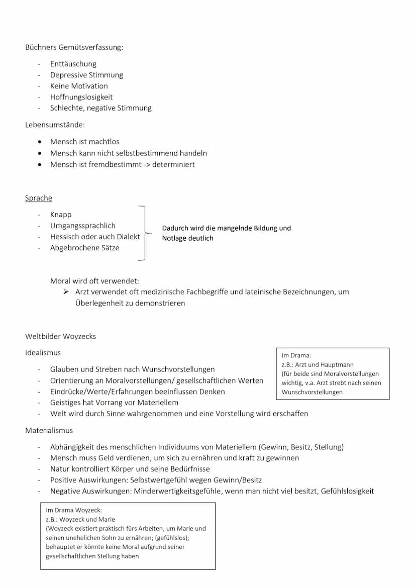 Woyzecks weg in die Katastrophe
Marie:
.
.
.
Differenzierte Gefühlslage,
widersprüchlich, schwankend
Sie schwankt zwischen Vernunft und Lust