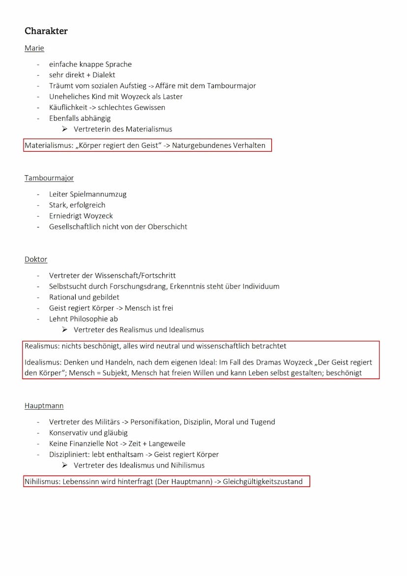 Woyzecks weg in die Katastrophe
Marie:
.
.
.
Differenzierte Gefühlslage,
widersprüchlich, schwankend
Sie schwankt zwischen Vernunft und Lust