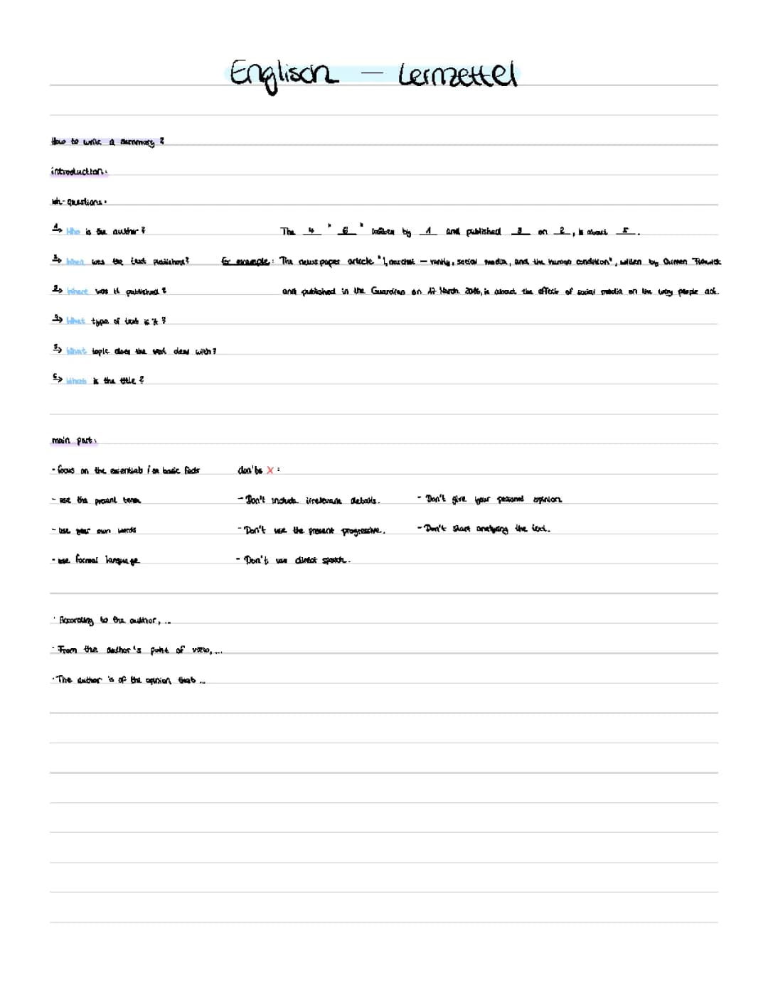 How to Write a Summary and Comment in English – Fun PDF Exercises for You!