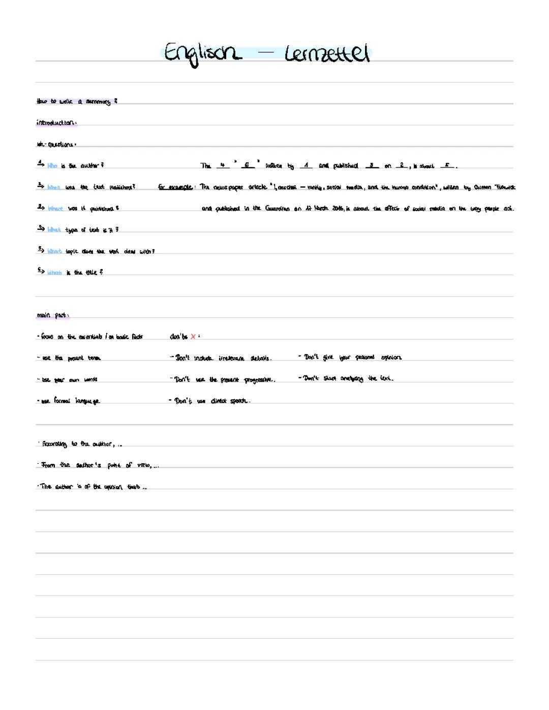 How to Write a Summary and Comment in English – Fun PDF Exercises for You!