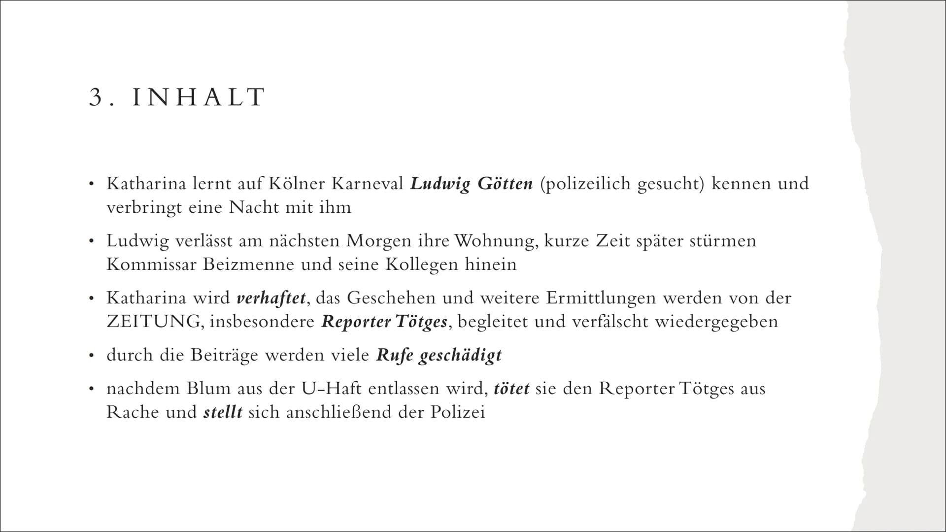 1. Werkdaten
Autor: Heinrich Böll
● Titel: Die verlorene Ehre der Katharina Blum
● Gattung: Erzählung
• Erscheinungsjahr: 1974
●
●
DIE VERLO