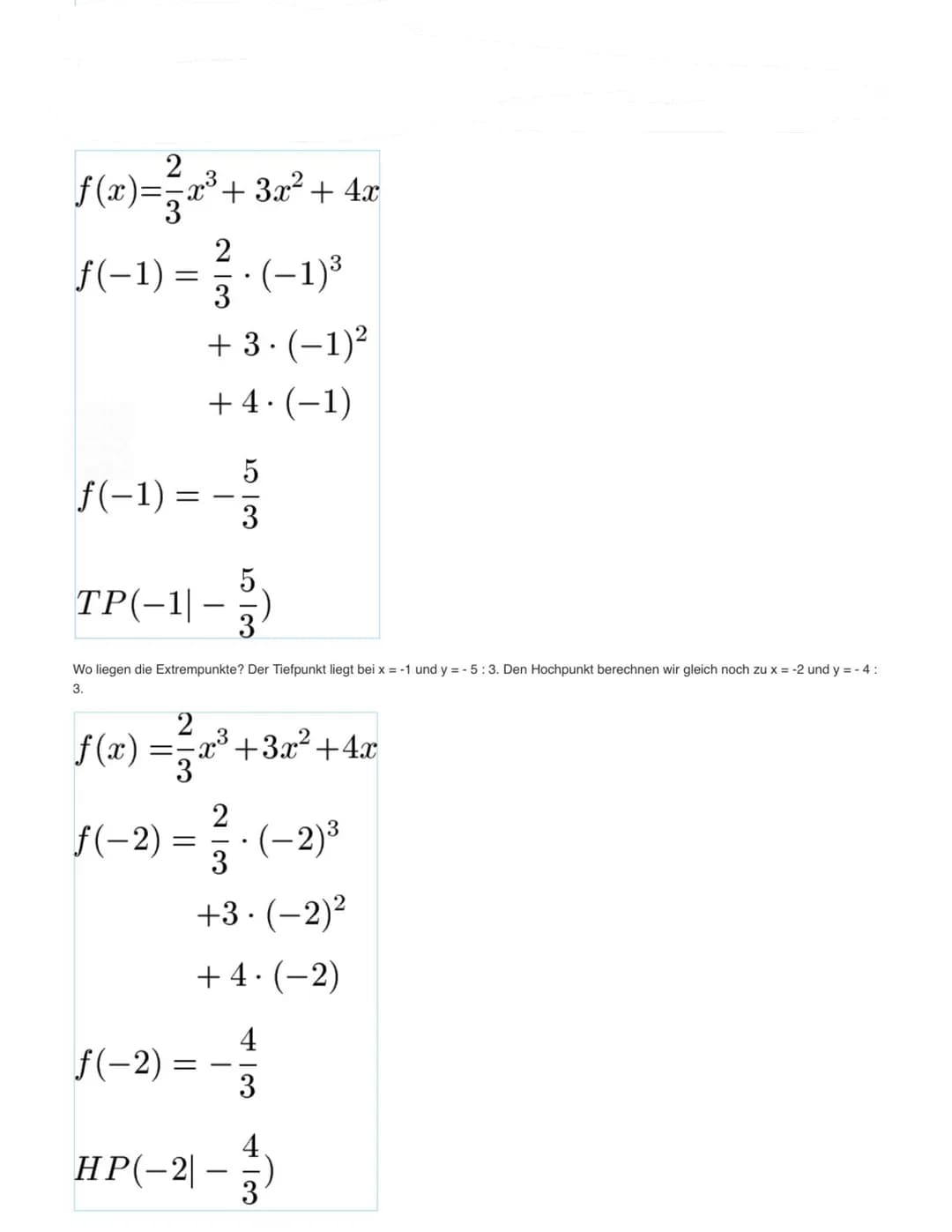 Lösung: f' hat die Nullstellen x₁ = 0 und x₂ = 4 und wird nun an diesen Stellen auf VZW über-
prüft:
Intervall
z. B. Xo
f'(x₂)
Steigung Grap