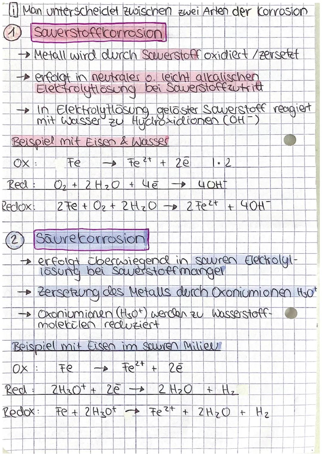 Lokalelement: wenn sich zwei verschiedene Metalle
in einer Elektrolytlösung berühren,
entsteht ein kurzgeschlossenes
galvanisches Element - 