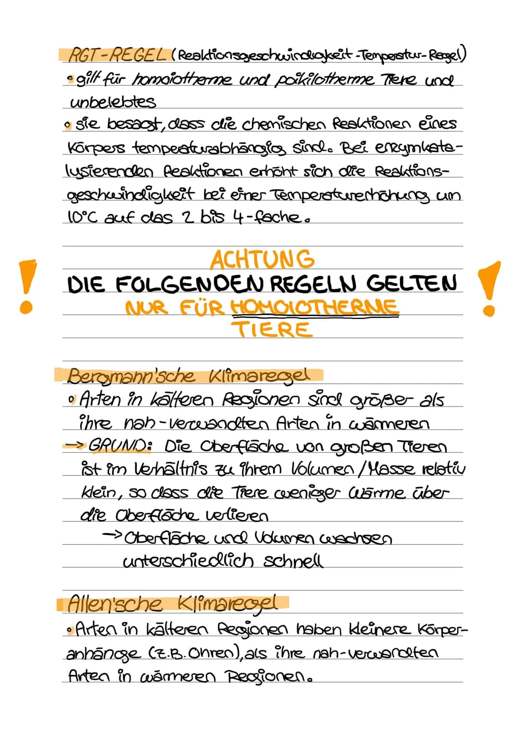 KLIMAREGELN
poikilotherm = wechselwarm (lospw. Fische u. Insekten)
L▸ Körpertemperatur entspricht der
Außentemperatur
homoiotherm = gleichwa