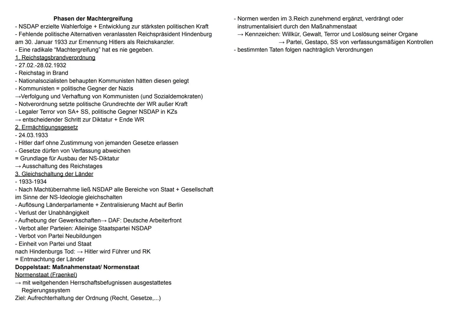 Phasen der Machtergreifung
- NSDAP erzielte Wahlerfolge + Entwicklung zur stärksten politischen Kraft
- Fehlende politische Alternativen ver