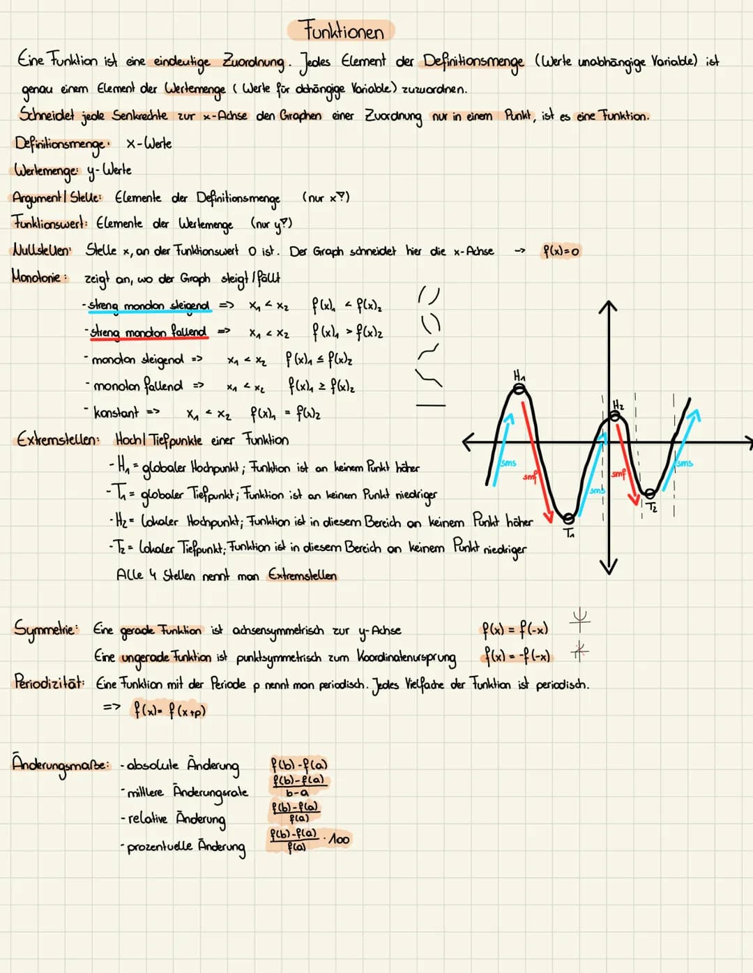 Funktionen
Eine Funktion ist eine eindeutige Zuordnung. Jedes Element der Definitionsmenge (Werte unabhängige Variable) ist
genau einem Elem