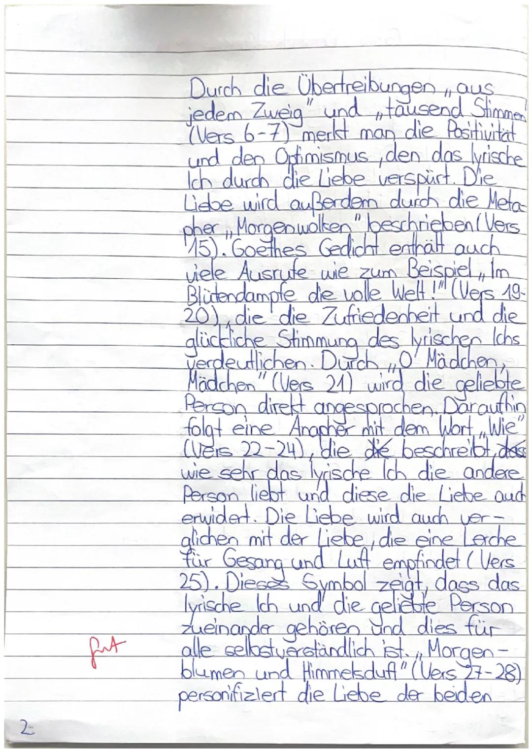 Jule Sophie Graw Deutsch-Klausur Nr.4.
Das GedichtMaifest" aus dem Jahr
1771 von Johann Wolfgang
von Goethe
handelt von der Liebe, die das l
