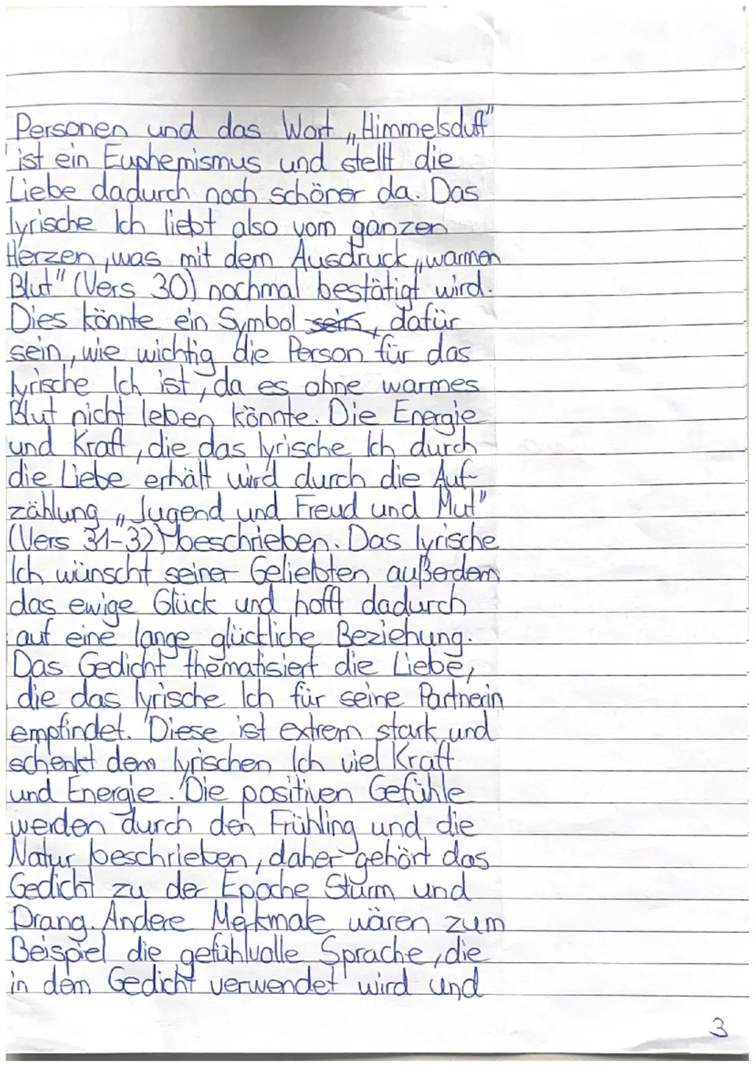 Jule Sophie Graw Deutsch-Klausur Nr.4.
Das GedichtMaifest" aus dem Jahr
1771 von Johann Wolfgang
von Goethe
handelt von der Liebe, die das l