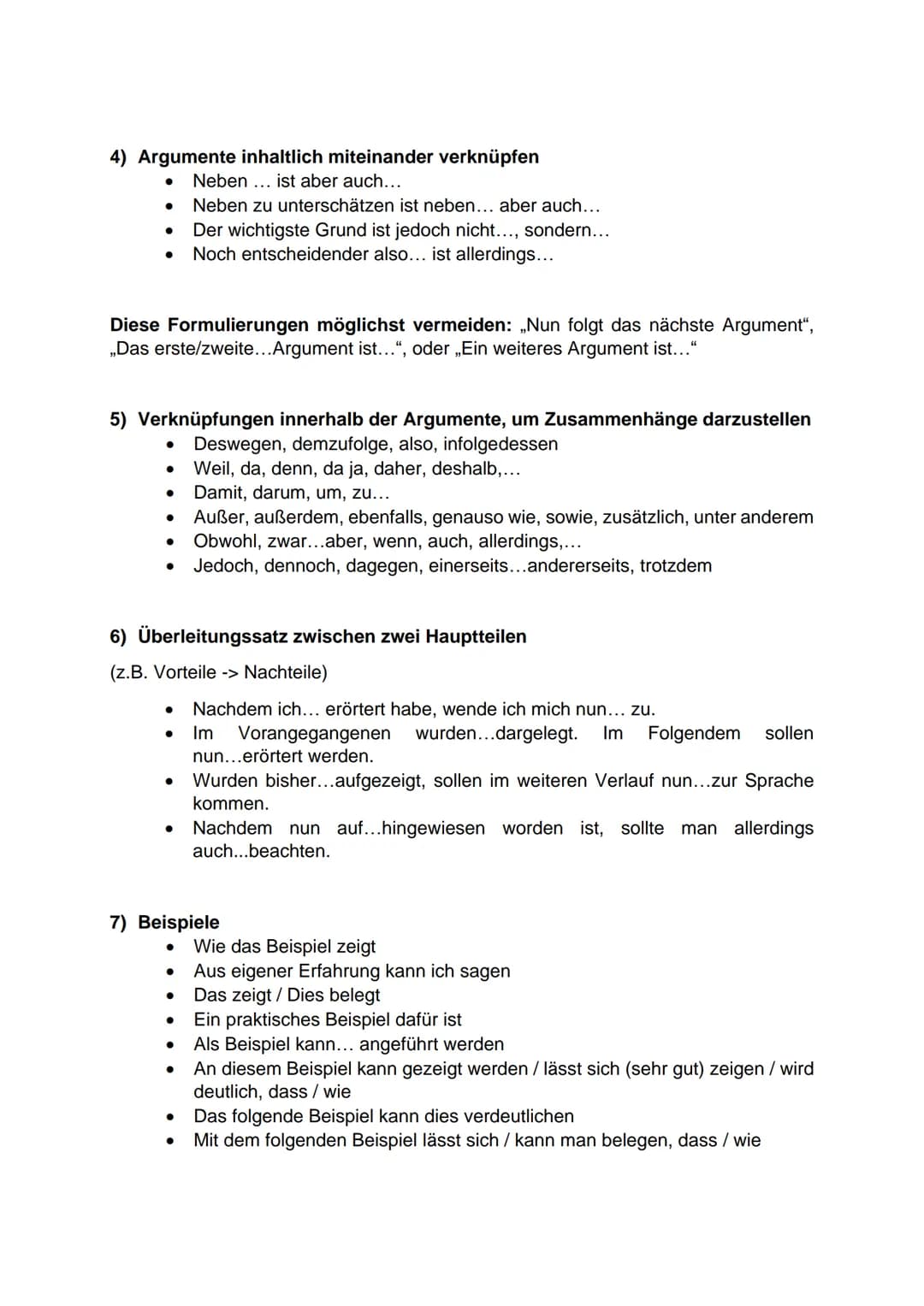 Tipp: Markiere pro Punkt 3-4 Formulierungen, die dir besonders gefallen und merke
sie dir.
1) Einleitung
●
●
●
2) Informationen aus dem Mate