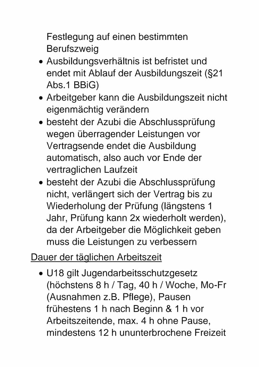 Orientierung in Ausbildung und Beruf
1 Ausbildung nach Vertrag
Gesetzlich geregelter Anspruch auf einen
schriftlichen Ausbildungsvertrag, de
