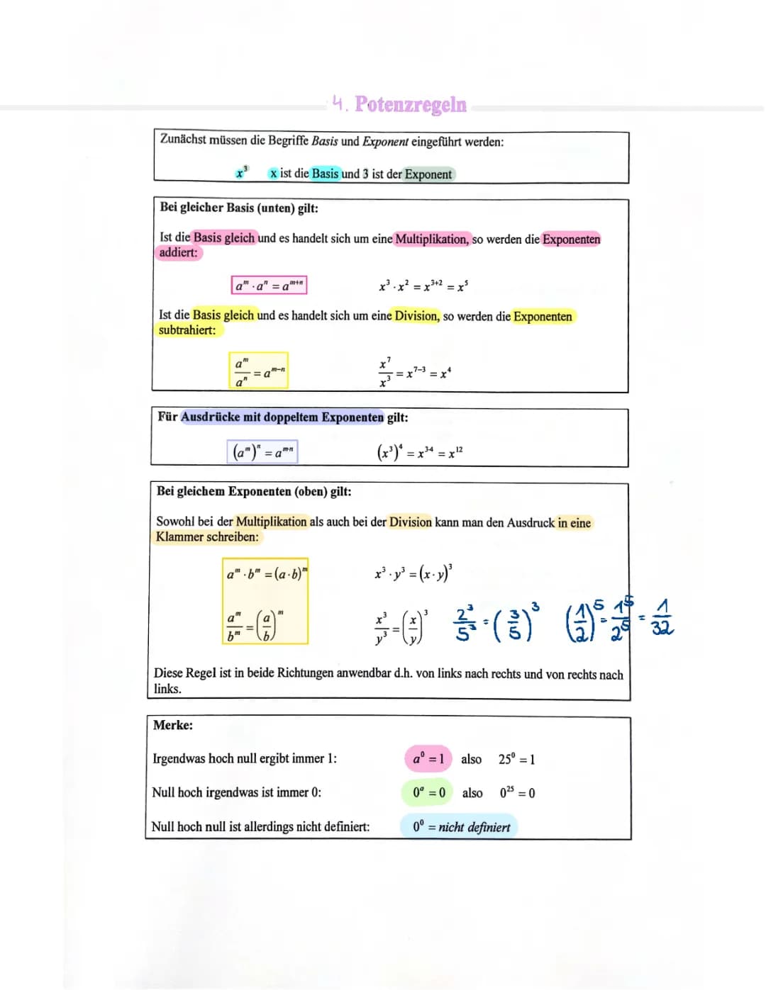 Potenzgesetze–Mathe