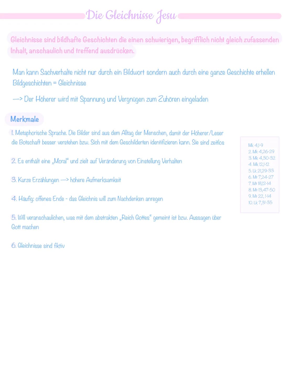 Reich Gottes
Das Programm Jesu beinhaltet die Maßnahmen, Grundsätze und Ziele von dem Reich Gottes
- Mk 1,15 sind die ersten Worte Jesu, wel