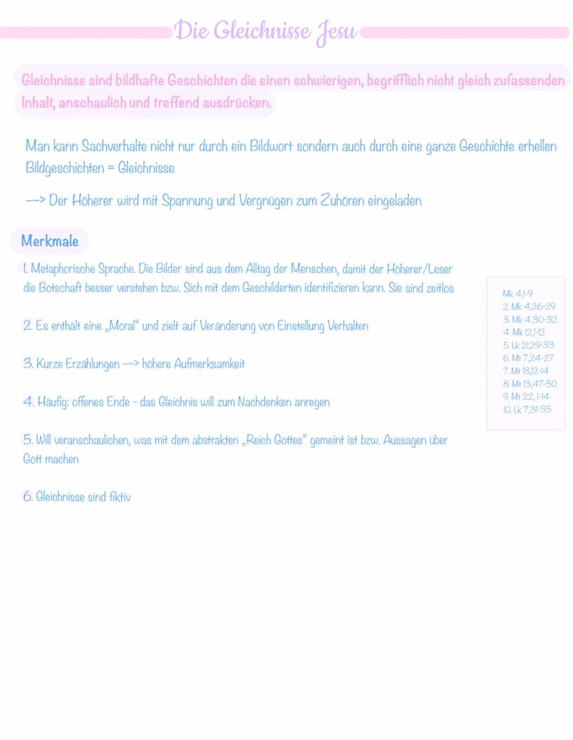 Reich Gottes
Das Programm Jesu beinhaltet die Maßnahmen, Grundsätze und Ziele von dem Reich Gottes
- Mk 1,15 sind die ersten Worte Jesu, wel