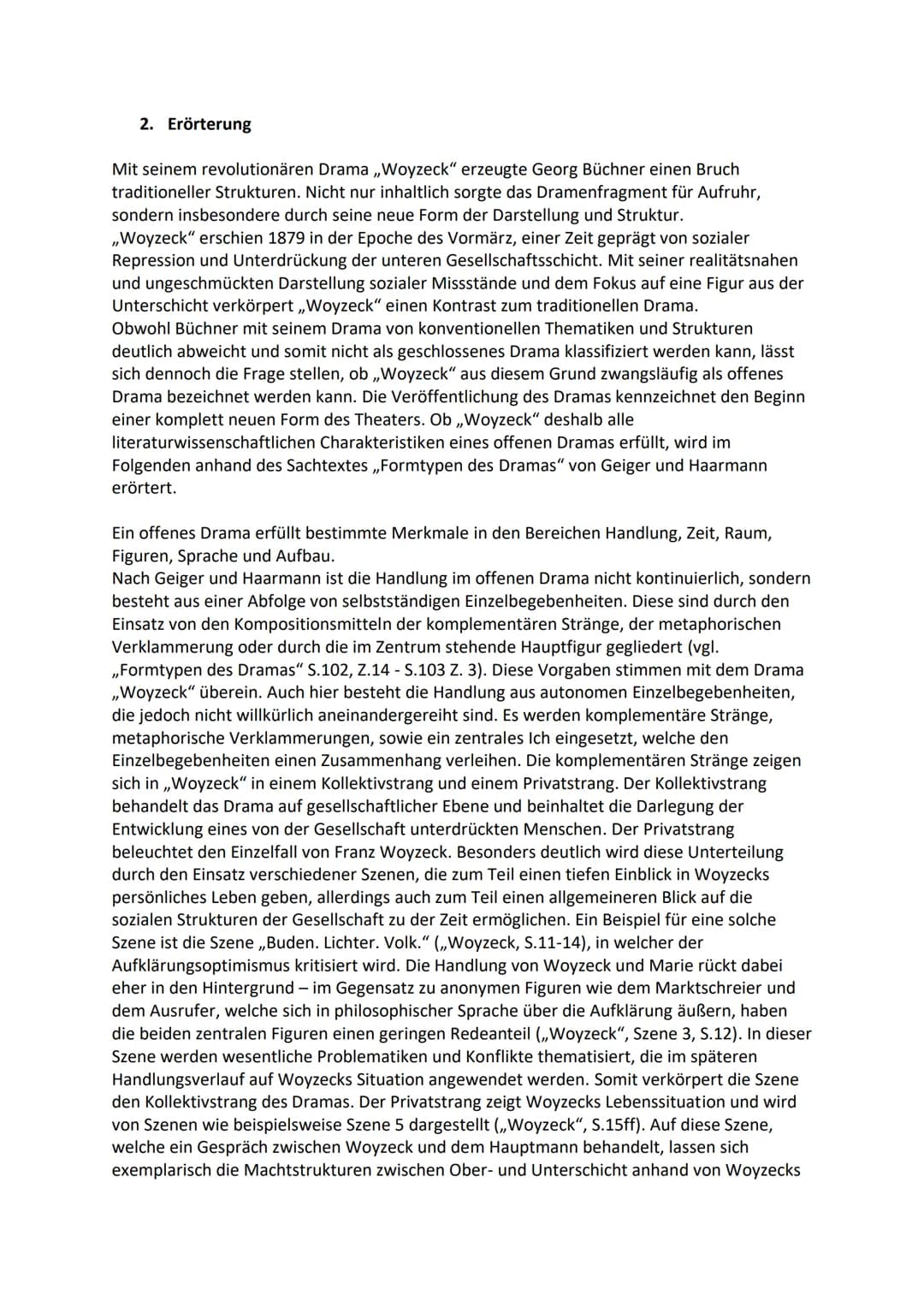 Literarische Erörterung "Woyzeck - ein offenes Drama?"
Erörtert, inwieweit das Drama ,,Woyzeck" als ein offenes Drama bezeichnet werden kann