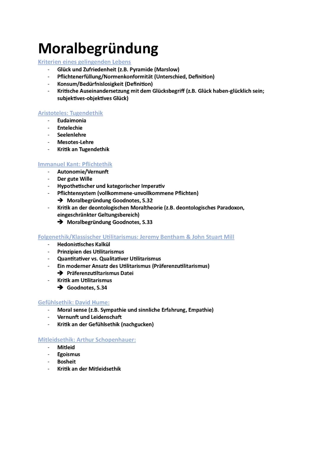 Ethik Abitur Lernzettel