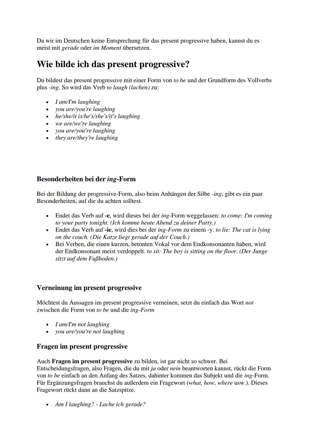 Wann wird Present Progressive verwendet?
Die Zeitform des Present Progressive kann für verschiedene Situationen verwendet werden.
1. Die Han