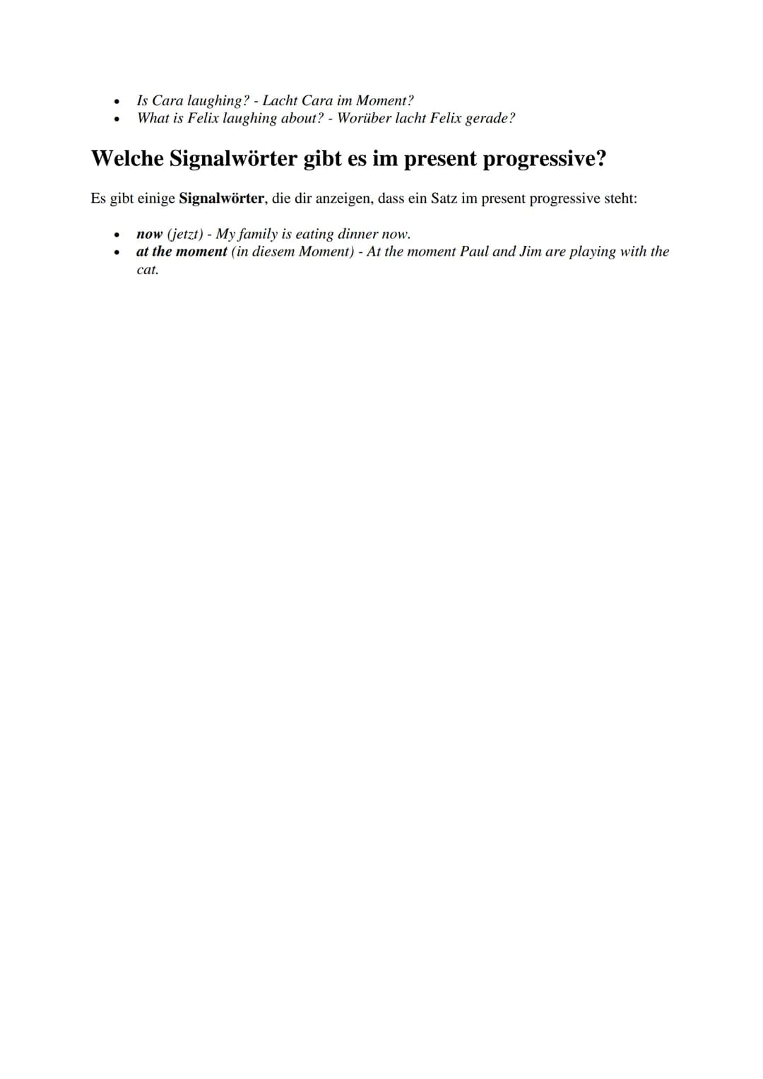 Wann wird Present Progressive verwendet?
Die Zeitform des Present Progressive kann für verschiedene Situationen verwendet werden.
1. Die Han