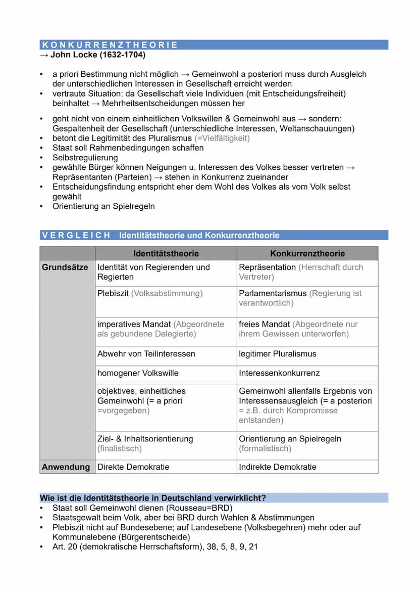 Thema 9: Demokratietheorien
John Locke
liberal
Gesellschafts-
theorie
Menschenbild
Aufgabe des
Staates
Verhältnis
Individuum -
Staat
●
●
●
I