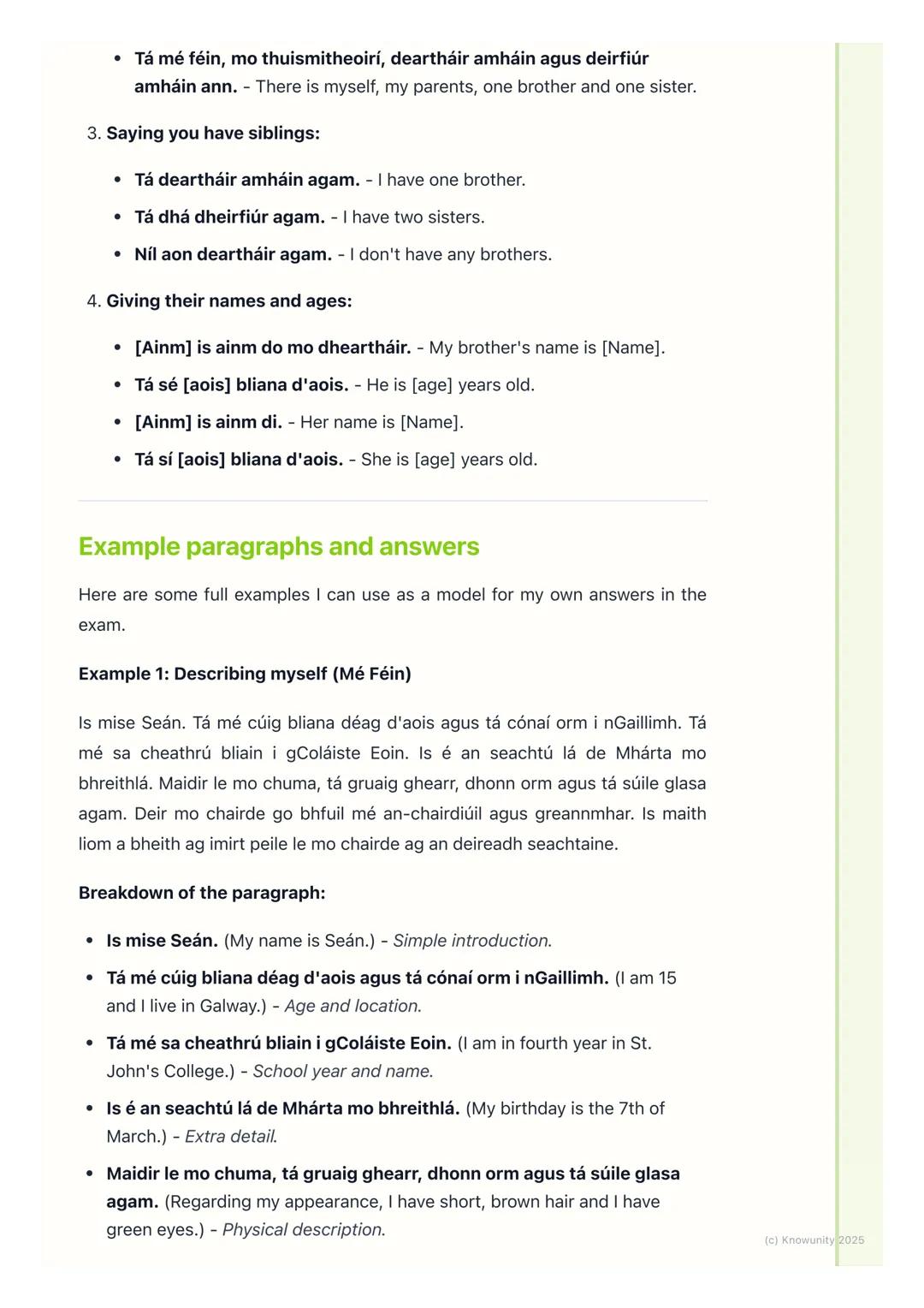 # Mé Féin & Mo Chlann (Myself &
My Family)

Introduction to describing myself and my family

This topic, 'Mé Féin & Mo Chlann', is all about