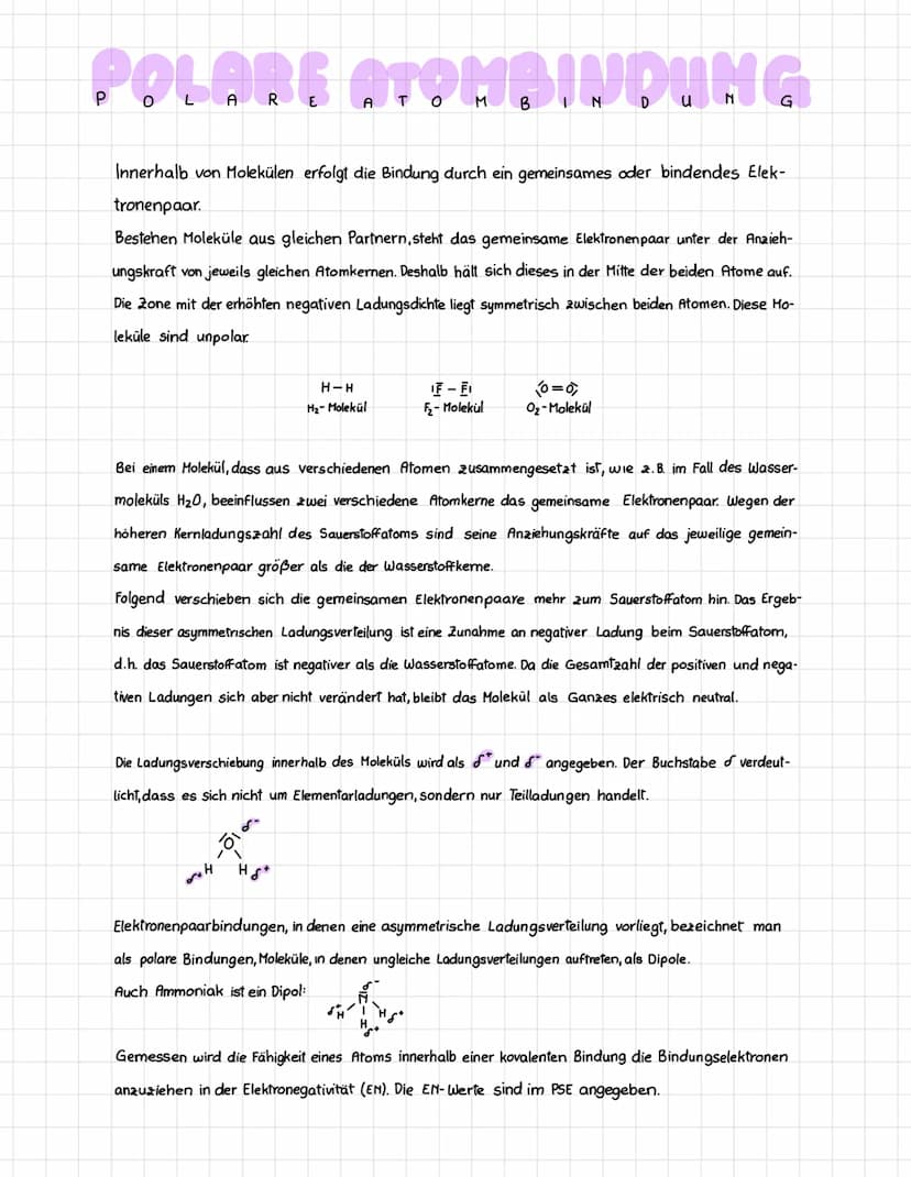 atom bind
g
Es reagieren gleiche oder verschiedene Nichtmetallatome miteinander und es findet eine Bindung von gemeinsamen
Elektronenpaaren 