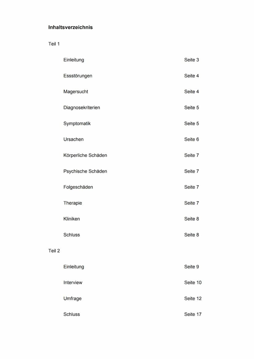 Note: sehr
MAGERSUCHT
Projektarbeit Ernährungslehre
gut
(
07.02.21
STUFE 11
LUISA
LEHRERIN: FRAU
Abgabetermin: 07.01.2021 Inhaltsverzeichnis
